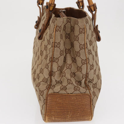 Gucci GUCCI GG Canvas Bamboo Tote Bag Beige 112526 Authentic ep12821