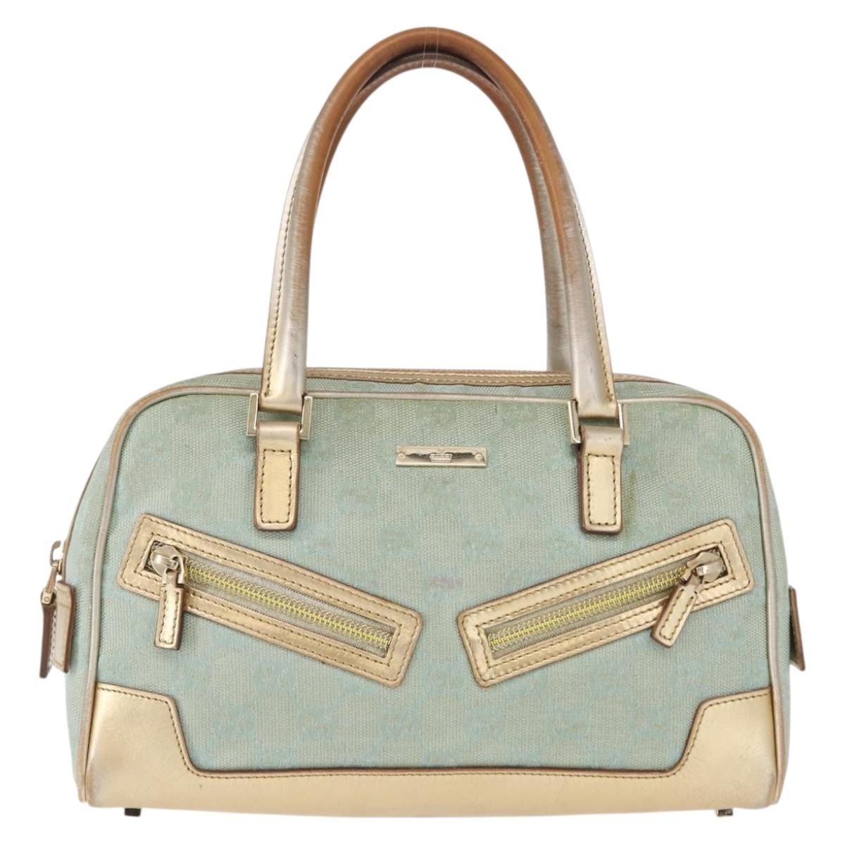 Gucci GUCCI GG Canvas Hand Bag Peppermint Gold 000 0852 Authentic 146975