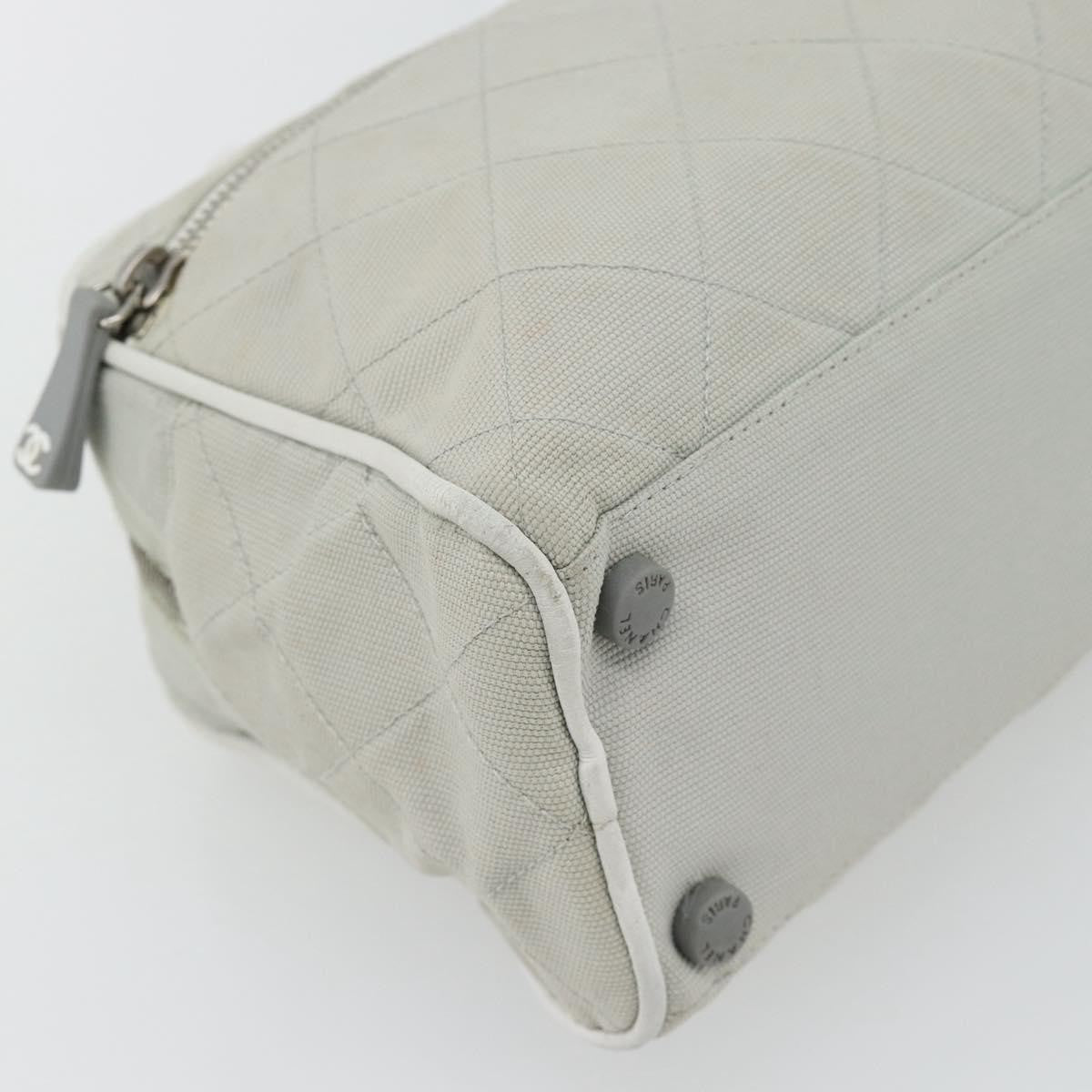 Chanel CHANEL Hand Bag Canvas Leather Gray Silver CC Authentic ka4399A