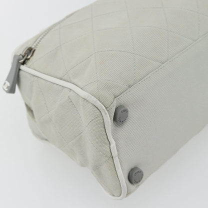 Chanel CHANEL Hand Bag Canvas Leather Gray Silver CC Authentic ka4399A