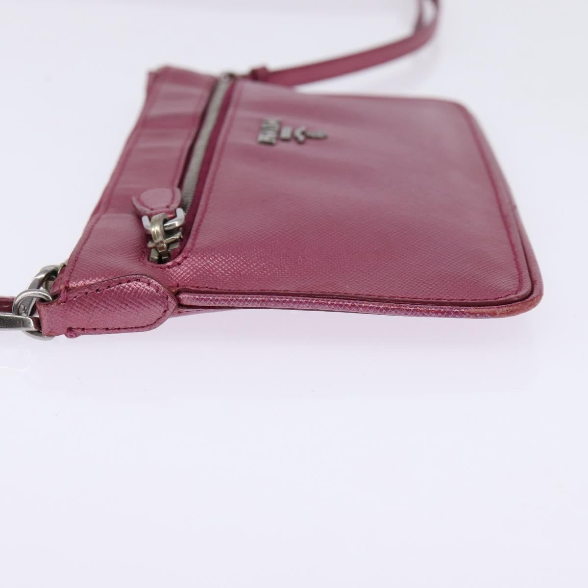 Prada PRADA Shoulder Bag Safiano leather Pink Silver Authentic SW1708