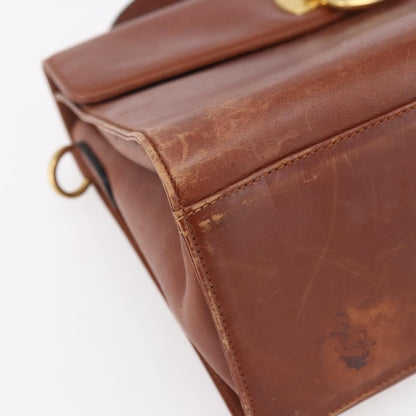 Salvatore Ferragamo Salvatore Ferragamo Gancini Hand Bag Leather Brown Gold Authentic 150384