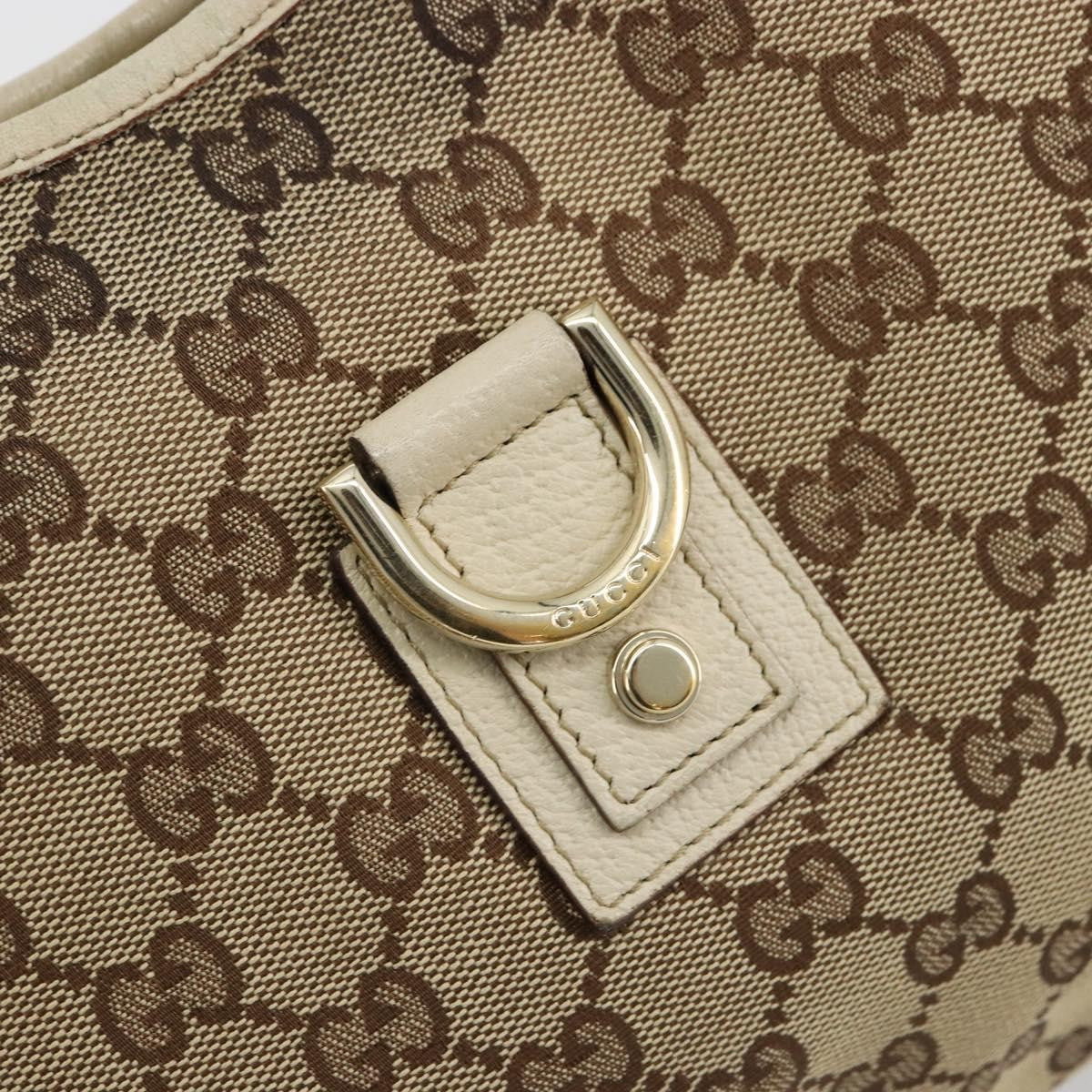 Gucci GUCCI GG Canvas Abbey Shoulder Bag Leather Beige Gold 130738 Authentic ka4349