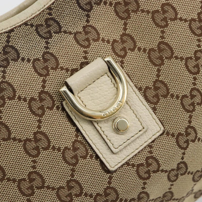 Gucci GUCCI GG Canvas Abbey Shoulder Bag Leather Beige Gold 130738 Authentic ka4349