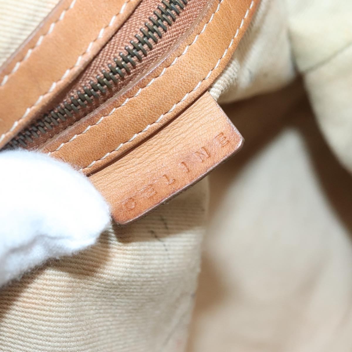 Celine CELINE C Macadam Canvas Shoulder Bag Beige Authentic bs28954