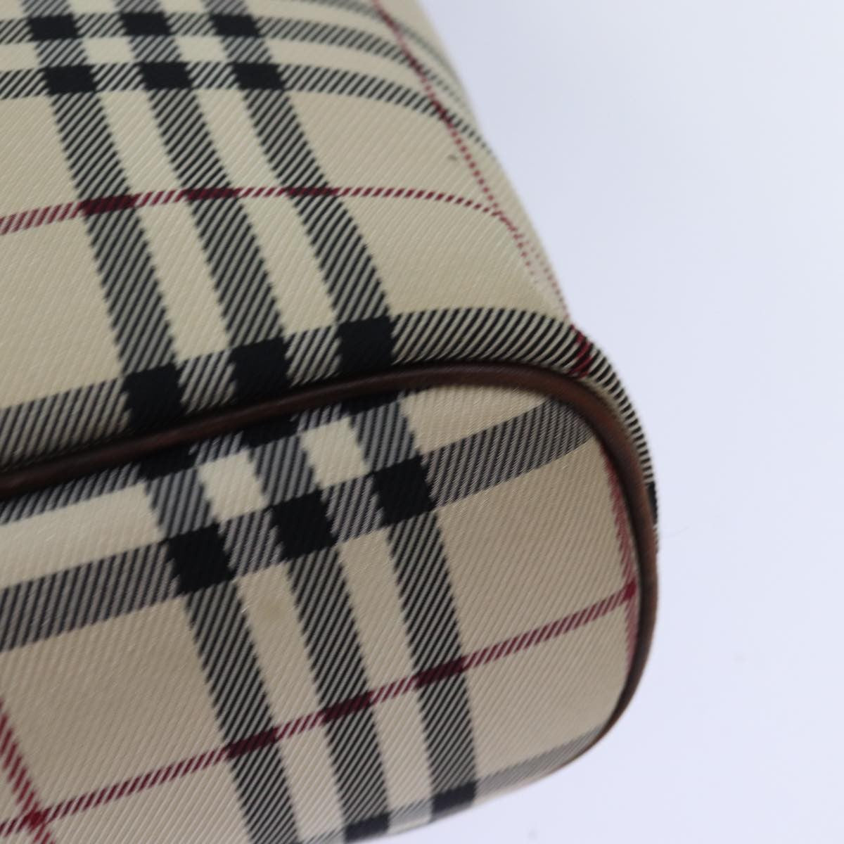 Burberry BURBERRY Nova Check Hand Bag Nylon Beige Silver Authentic 85862