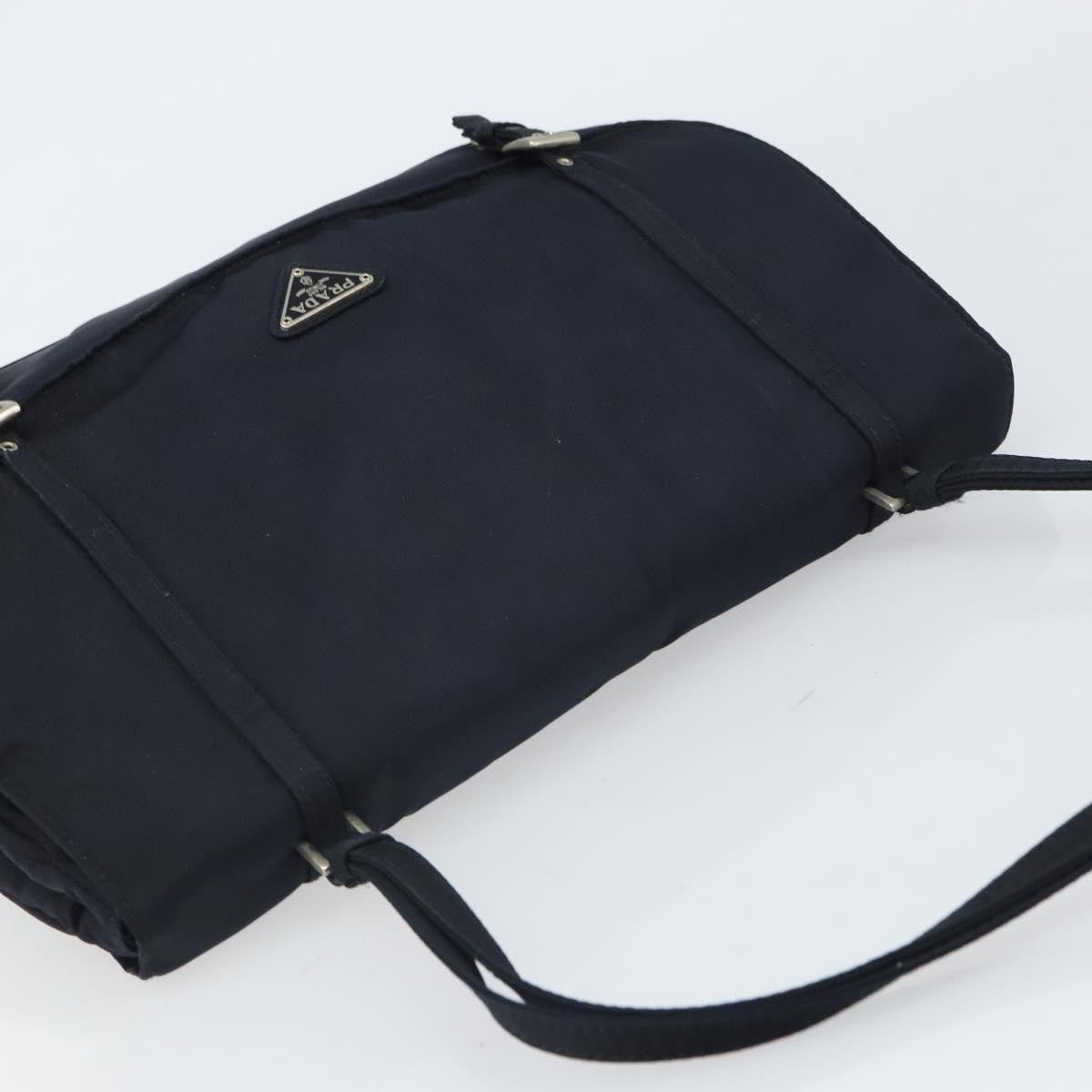 Prada PRADA Shoulder Bag Nylon Navy Silver Authentic 162420