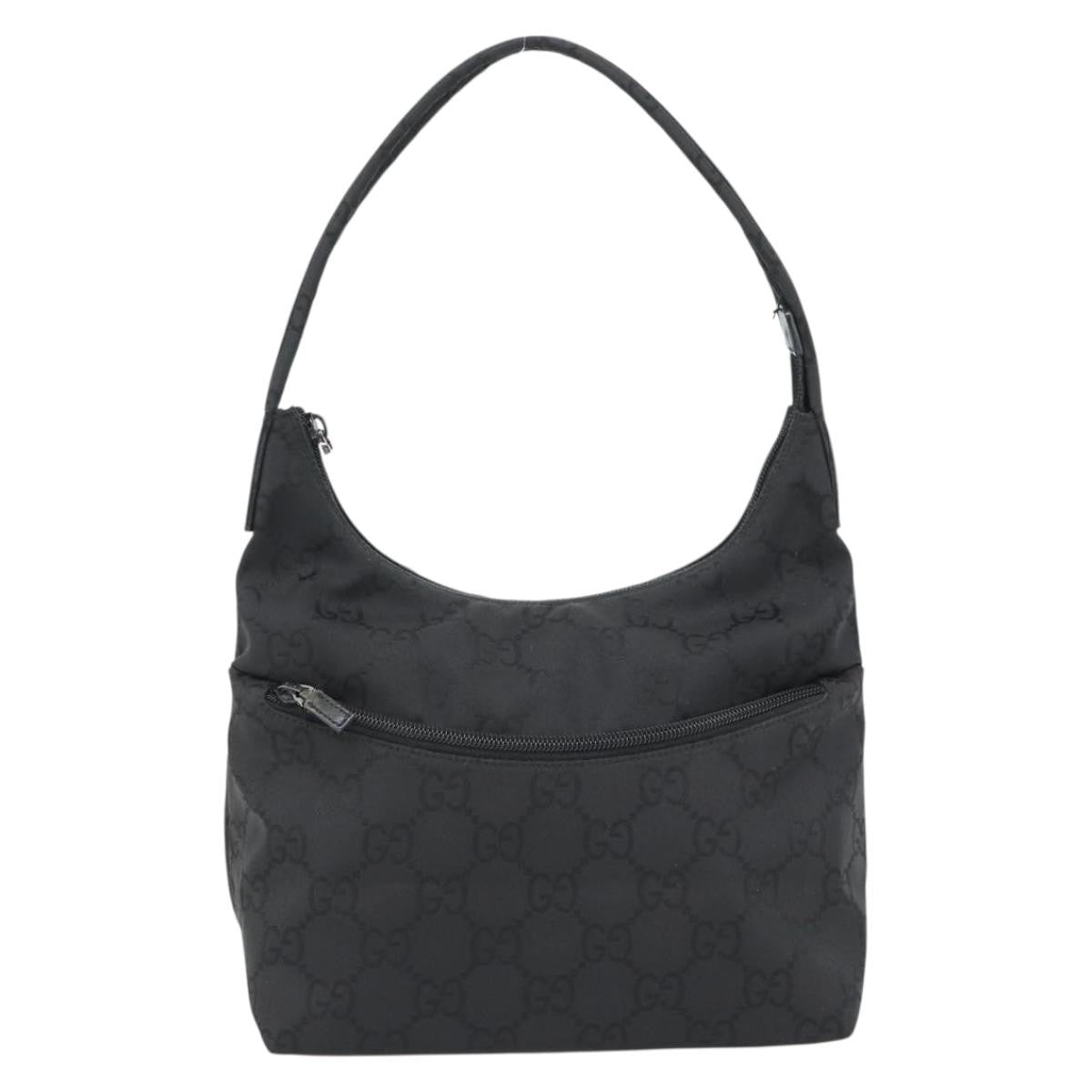 Gucci GUCCI GG Canvas Shoulder Bag Nylon Black Silver 01 3386 Authentic 178845