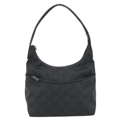 Gucci GUCCI GG Canvas Shoulder Bag Nylon Black Silver 01 3386 Authentic 178845