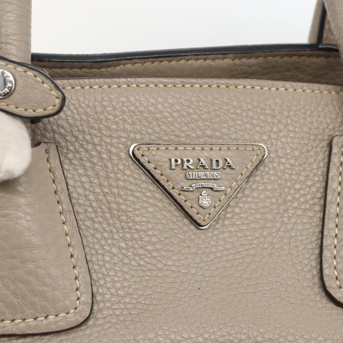 Prada PRADA Tote Bag Leather Gray Silver Authentic ka3597