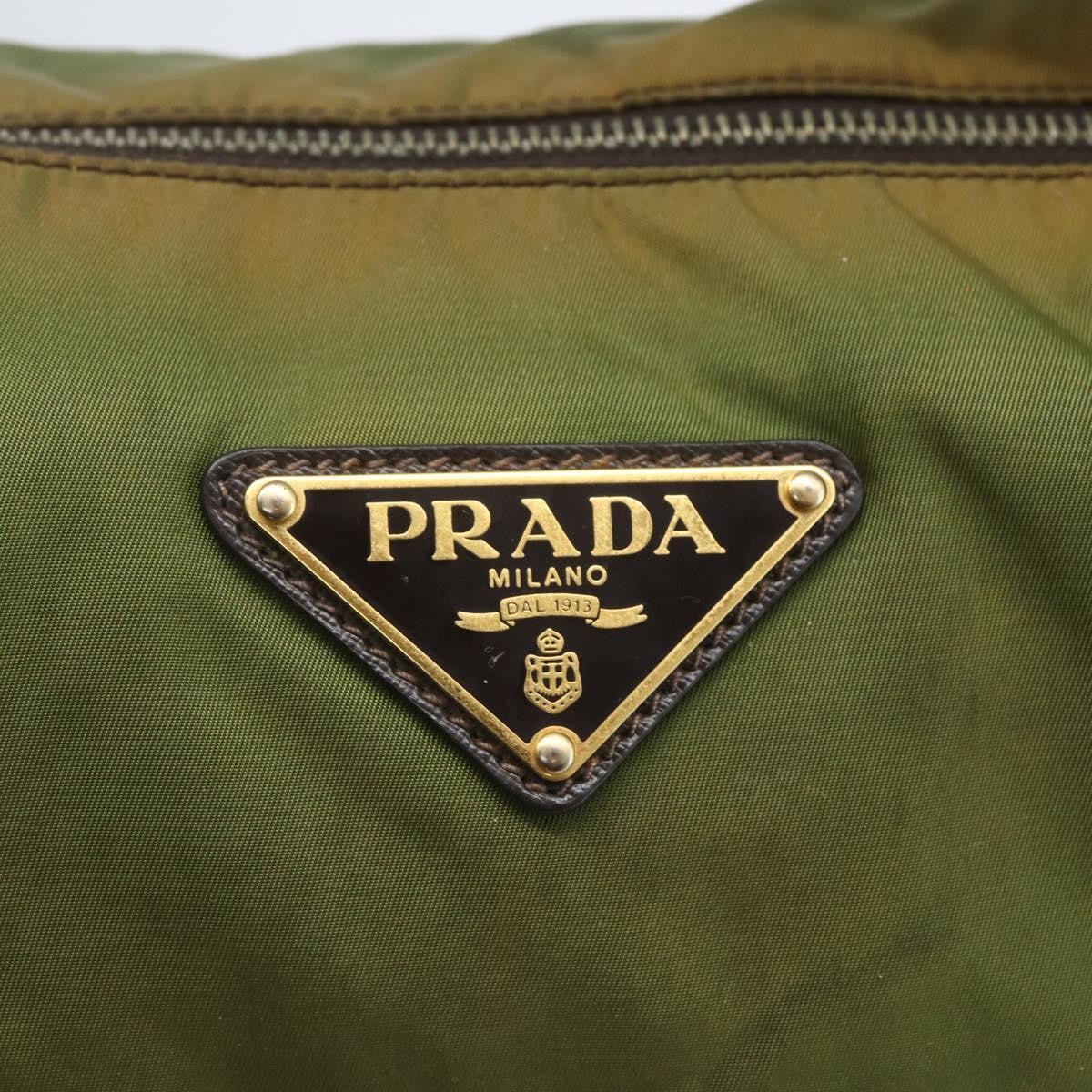 Prada PRADA Shoulder Bag Nylon Leather Khaki Gold Authentic 165173
