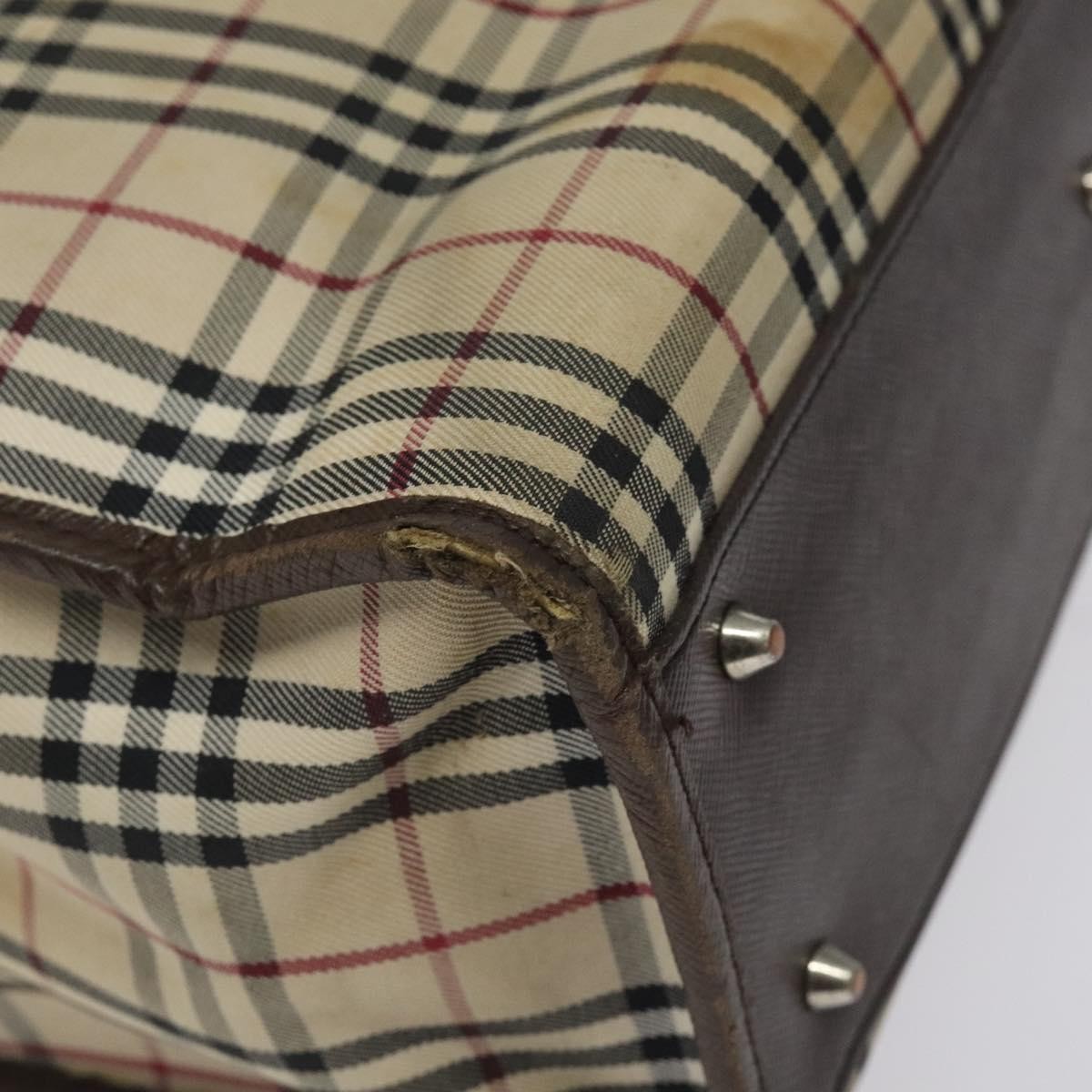 Burberry BURBERRY Nova Check Tote Bag Canvas Beige Silver Authentic 118228