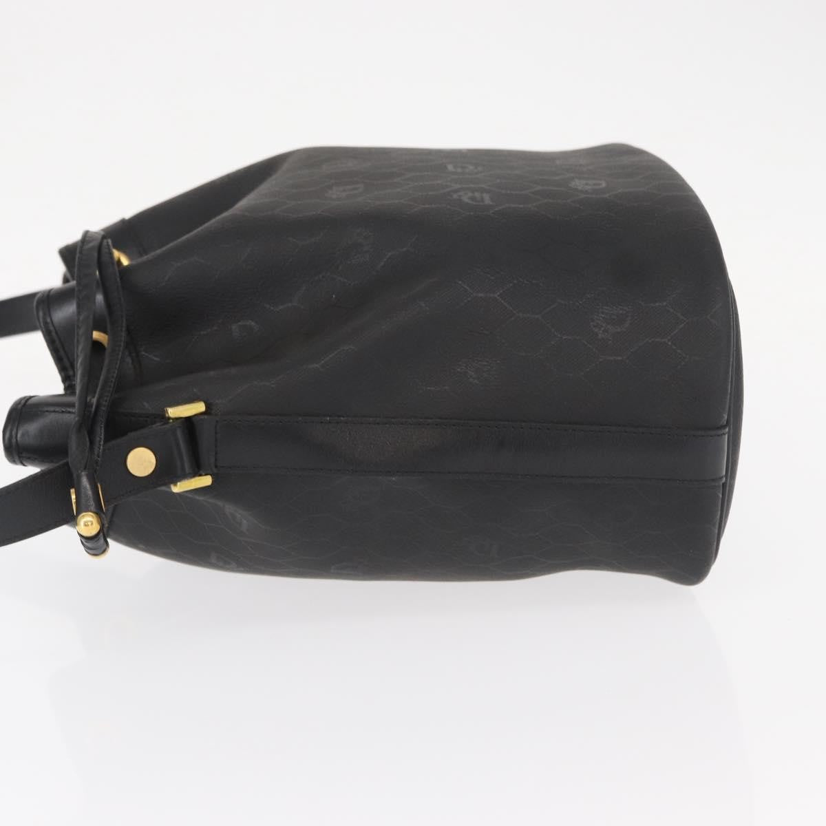 Dior Christian Dior Honeycomb Canvas Shoulder Bag PVC Black Gold Authentic 161139