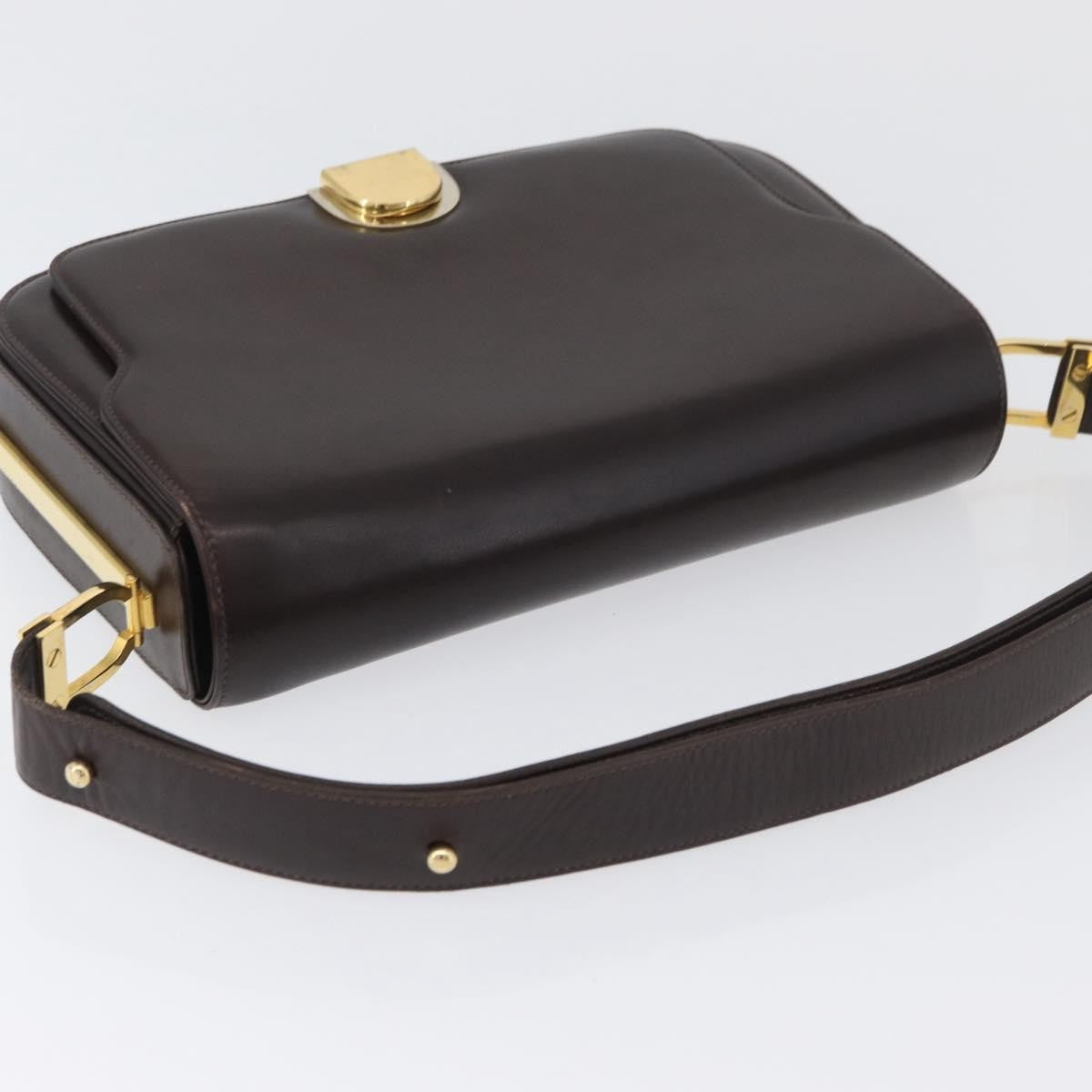 Gucci GUCCI Shoulder Bag Leather Brown Gold Authentic ep13909