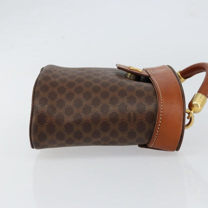 Celine CELINE Macadam Canvas Hand Bag PVC Leather Brown Gold Authentic 153900