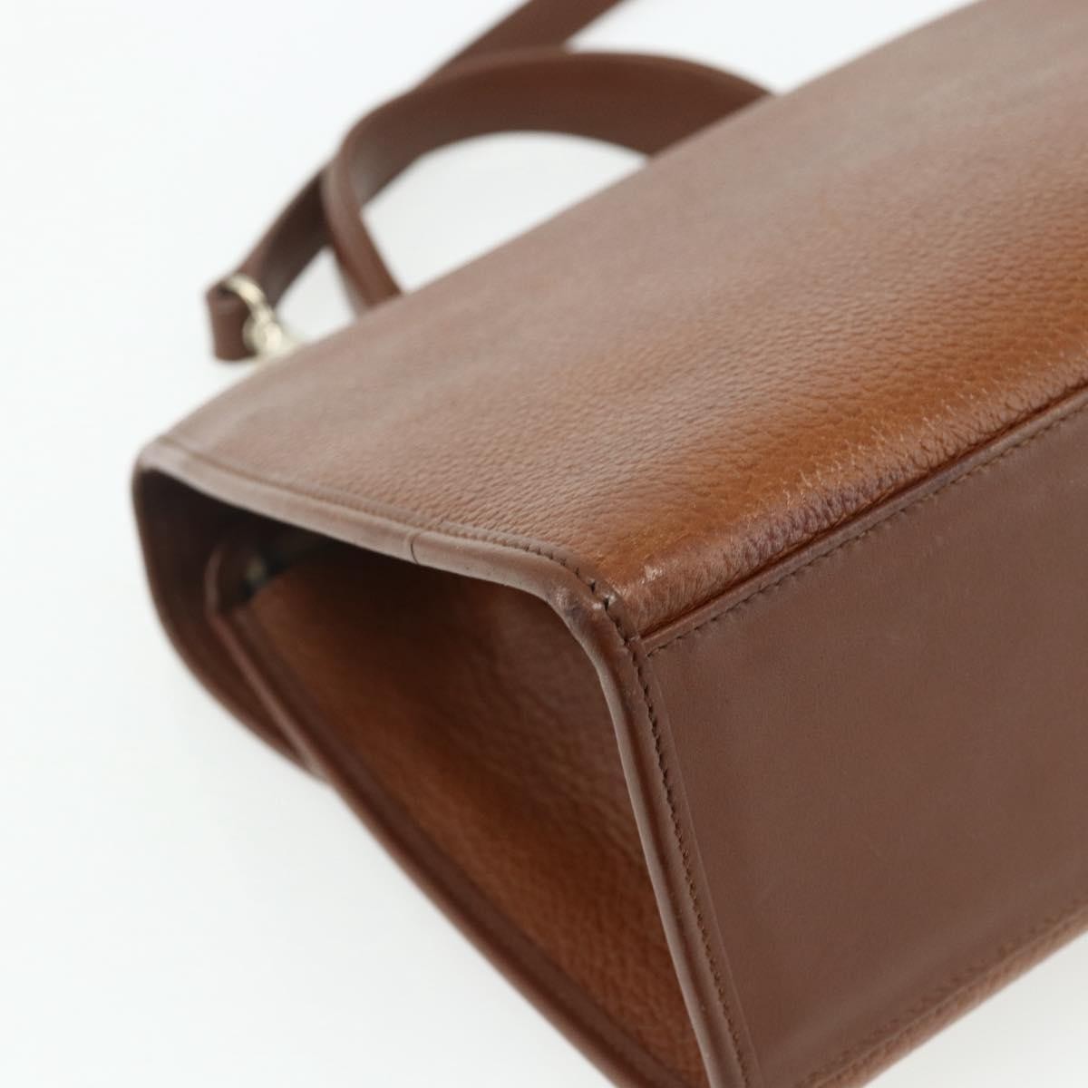 Burberrys Burberrys Hand Bag Leather 2way Brown Gold Authentic 178273