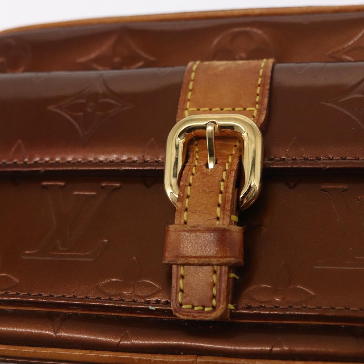 Louis Vuitton LOUIS VUITTON Monogram Vernis Christy MM Shoulder Bag Bronze M91109 Authentic 162684