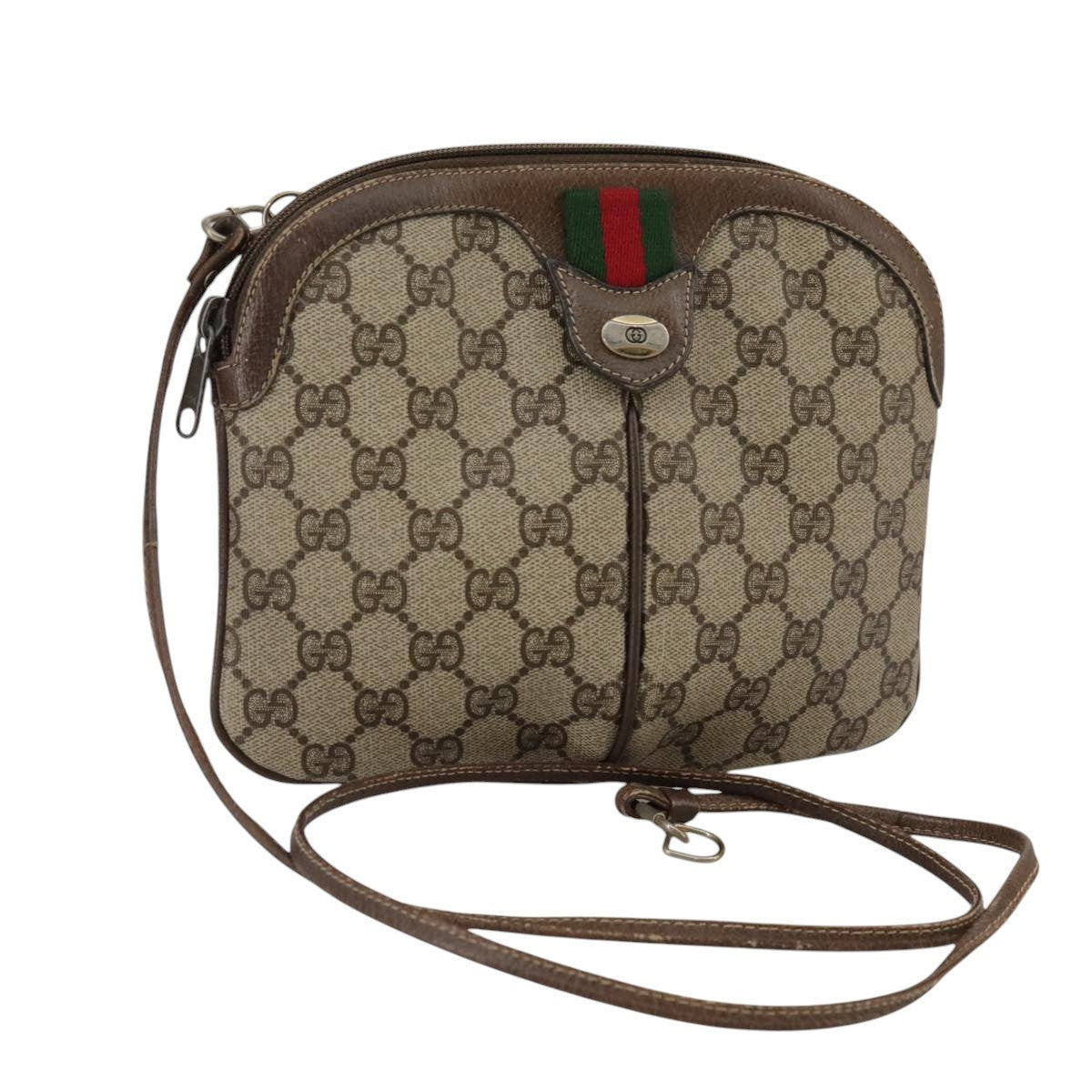 Gucci GUCCI GG Supreme Web Sherry Line Shoulder Bag PVC Beige 904 02 047 Authentic 111359