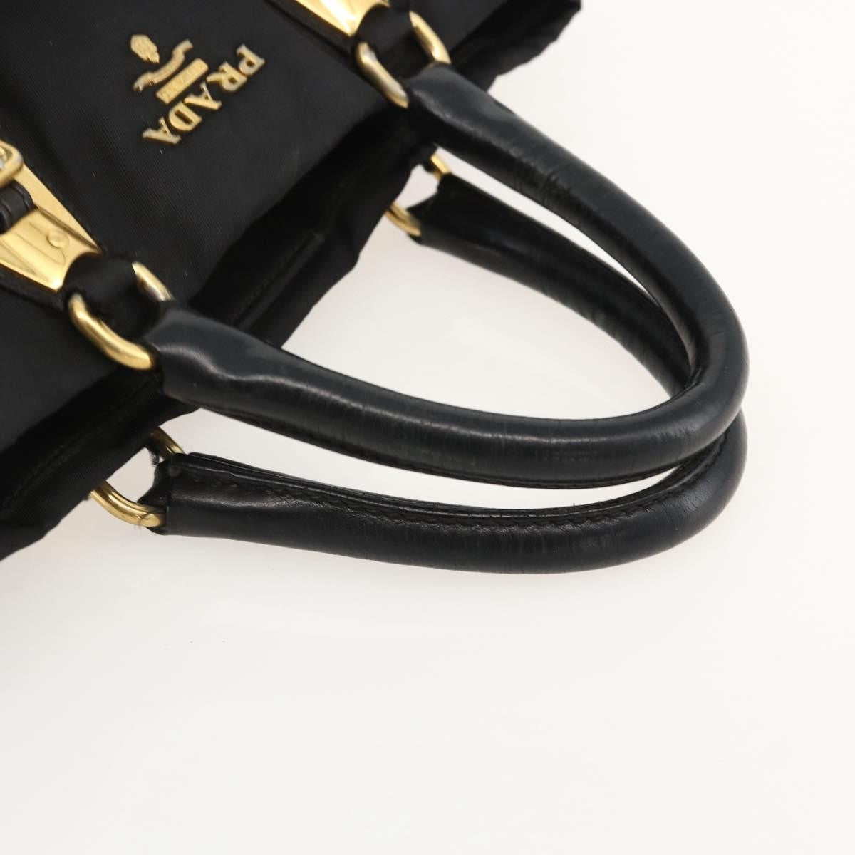 Prada PRADA Hand Bag Nylon Black Gold Authentic 175270