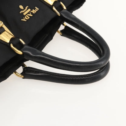 Prada PRADA Hand Bag Nylon Black Gold Authentic 175270