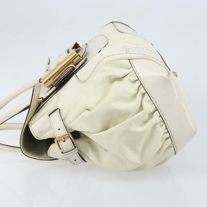Gucci GUCCI Hand Bag Leather White Gold 189883 Authentic ka2690