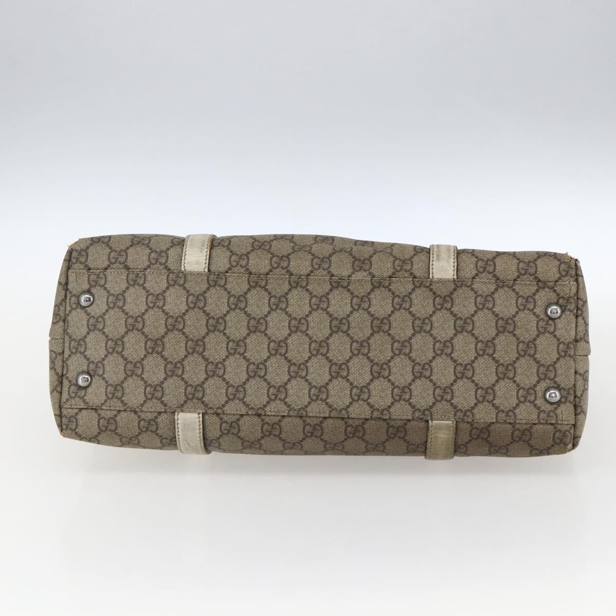 Gucci GUCCI GG Supreme Tote Bag PVC Beige Silver 114595 Authentic BA10796