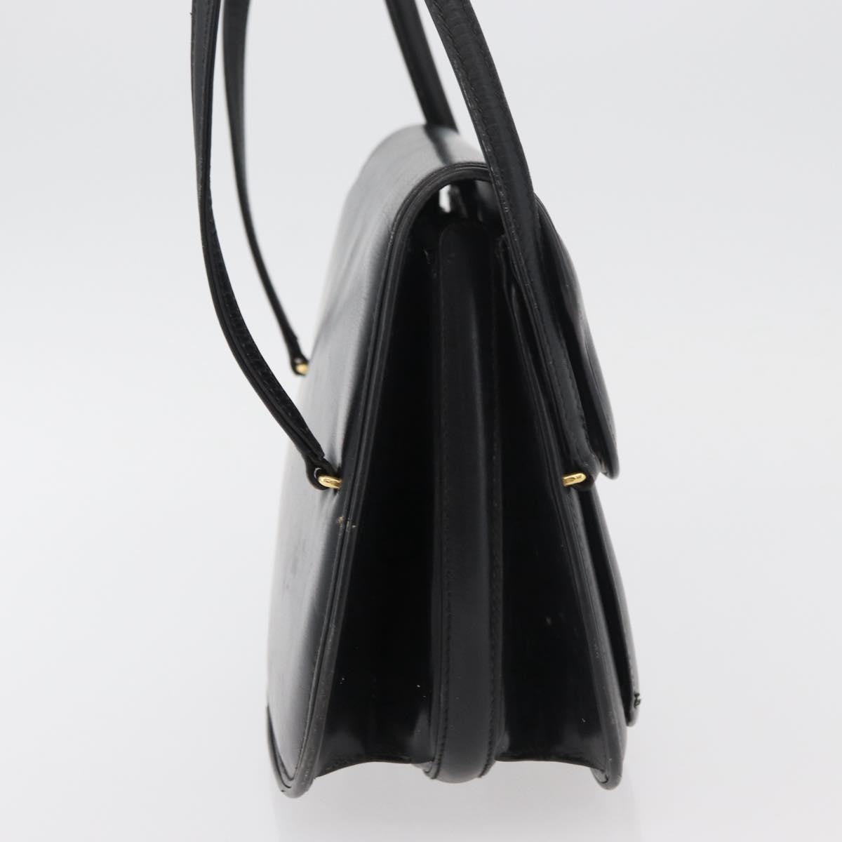 Gucci GUCCI Hand Bag Leather Black Gold Authentic ep14155