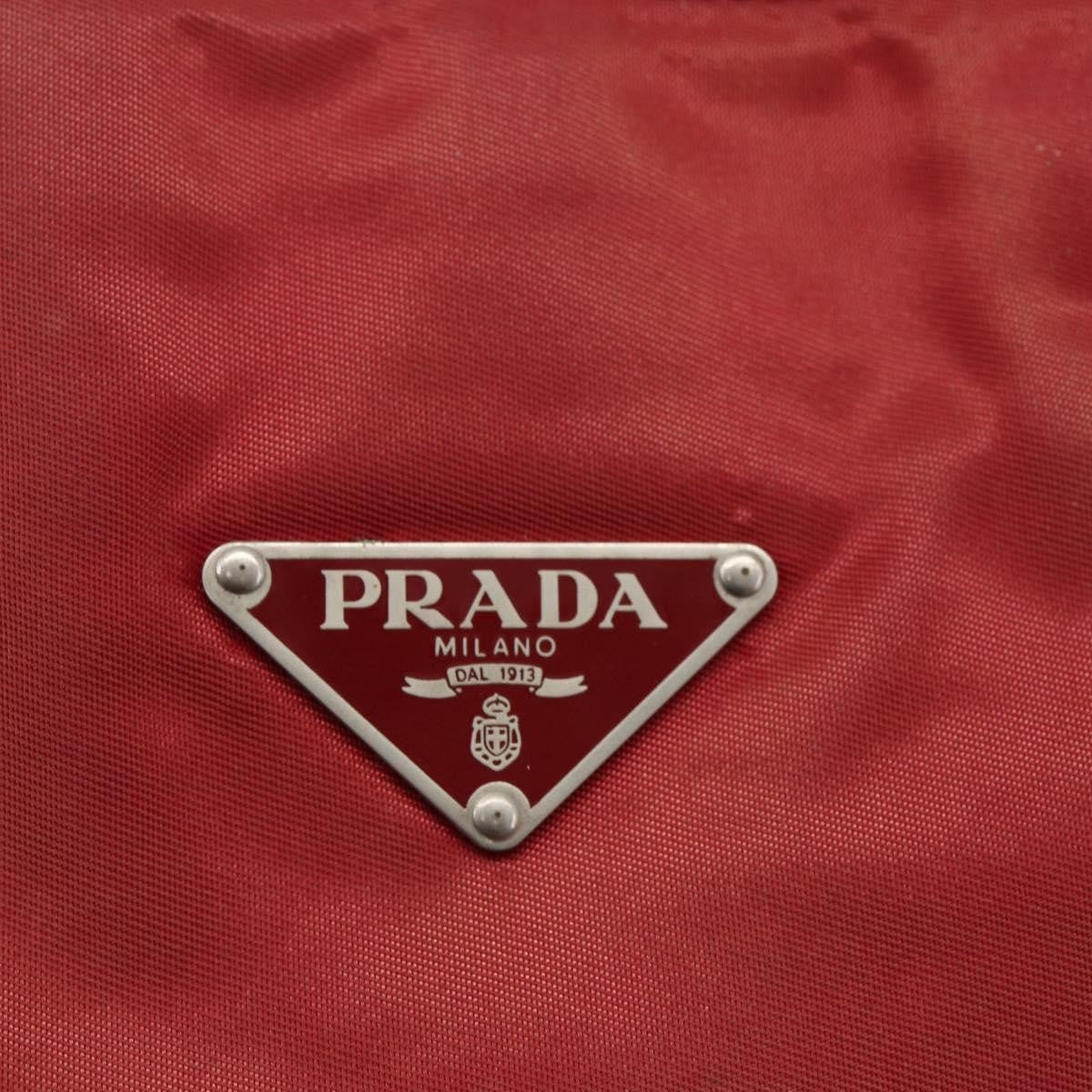 Prada PRADA Hand Bag Nylon Red Silver Authentic 170383