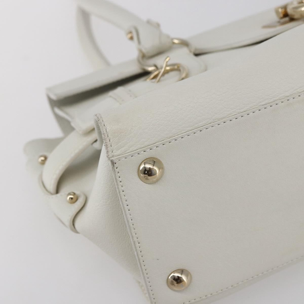 Salvatore Ferragamo Salvatore Ferragamo Gancini Shoulder Bag Leather White Gold Authentic 154689