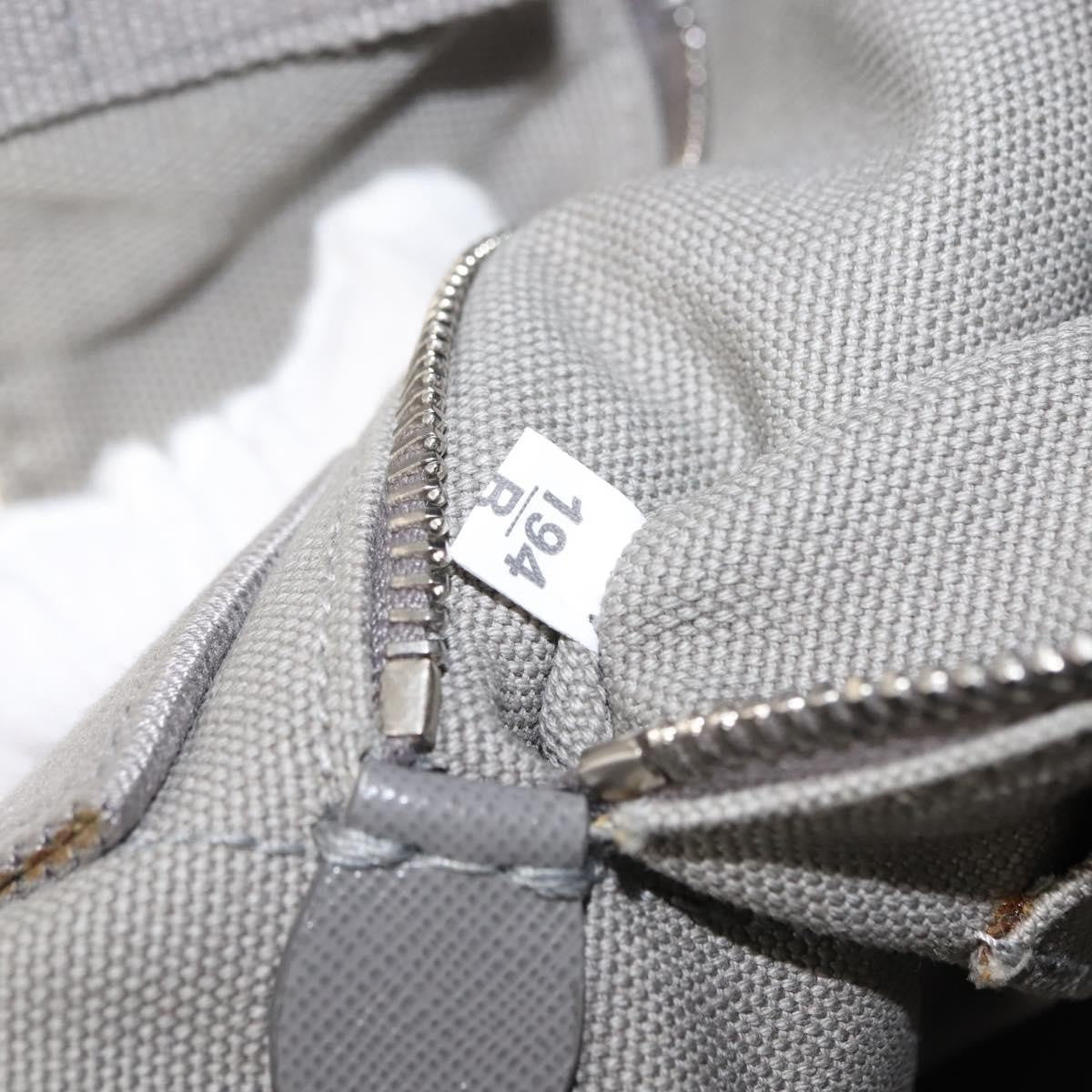 Prada PRADA Canapa MM Hand Bag Canvas Gray Silver Authentic hk3116