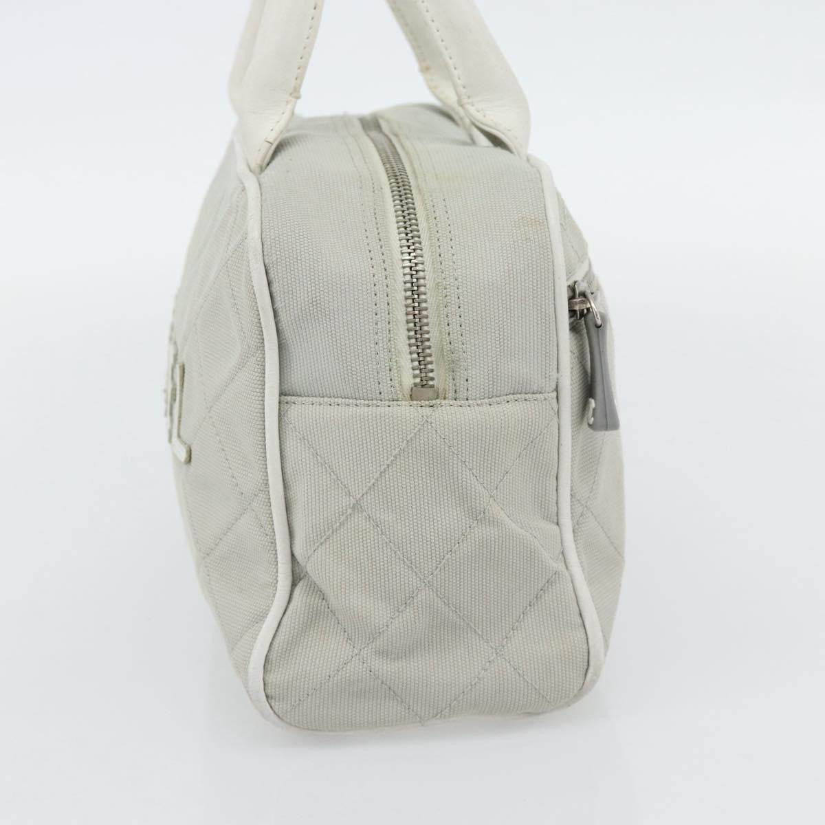 Chanel CHANEL Hand Bag Canvas Leather Gray Silver CC Authentic ka4399A
