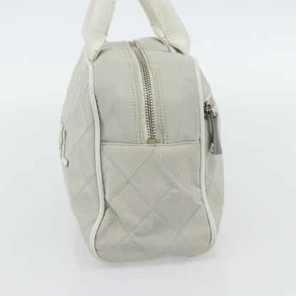 Chanel CHANEL Hand Bag Canvas Leather Gray Silver CC Authentic ka4399A