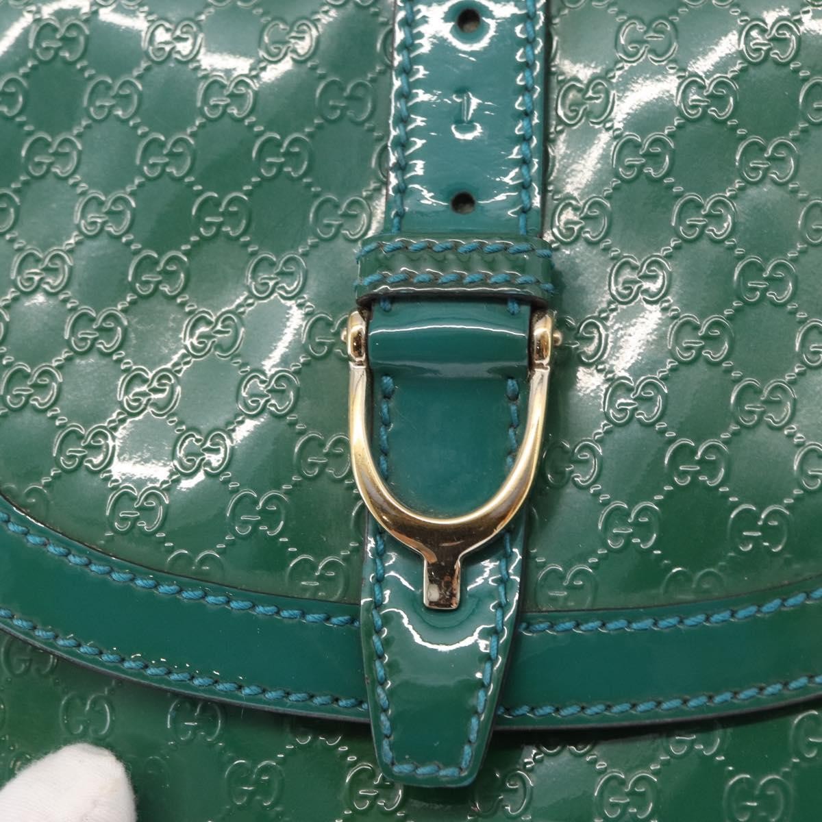 Gucci GUCCI Micro GG Canvas Shoulder Bag Enamel Outlet Turquoise Blue Gold Authentic ka641
