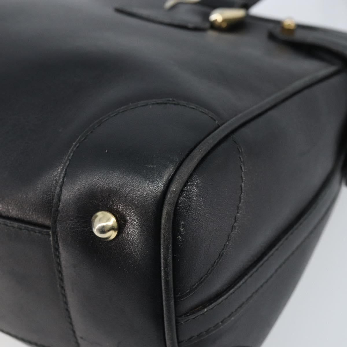 Gucci GUCCI Hand Bag Leather Black Gold Authentic BSZ350