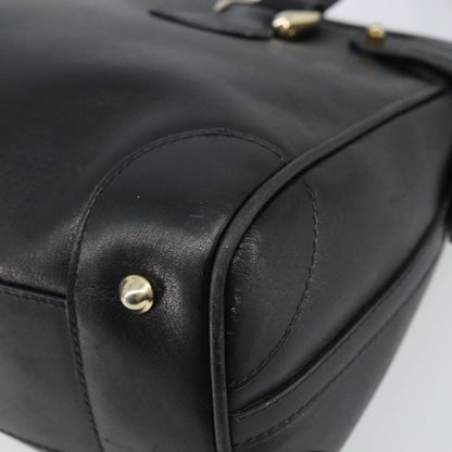 Gucci GUCCI Hand Bag Leather Black Gold Authentic BSZ350