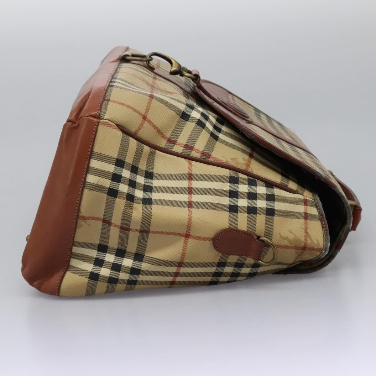 Burberrys Burberrys Nova Check Boston Bag PVC 2way Beige Authentic MX139