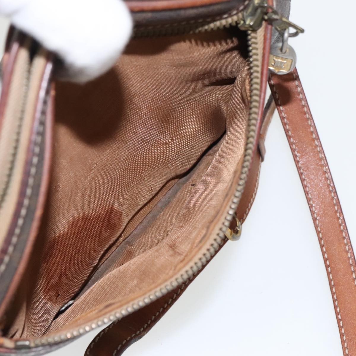 Celine CELINE Macadam Canvas Shoulder Bag PVC Leather Brown Gold Authentic bs19763