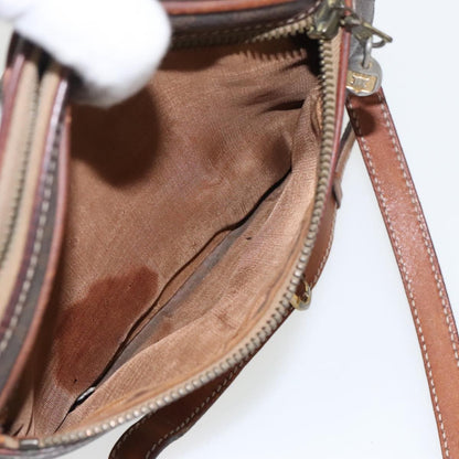 Celine CELINE Macadam Canvas Shoulder Bag PVC Leather Brown Gold Authentic bs19763