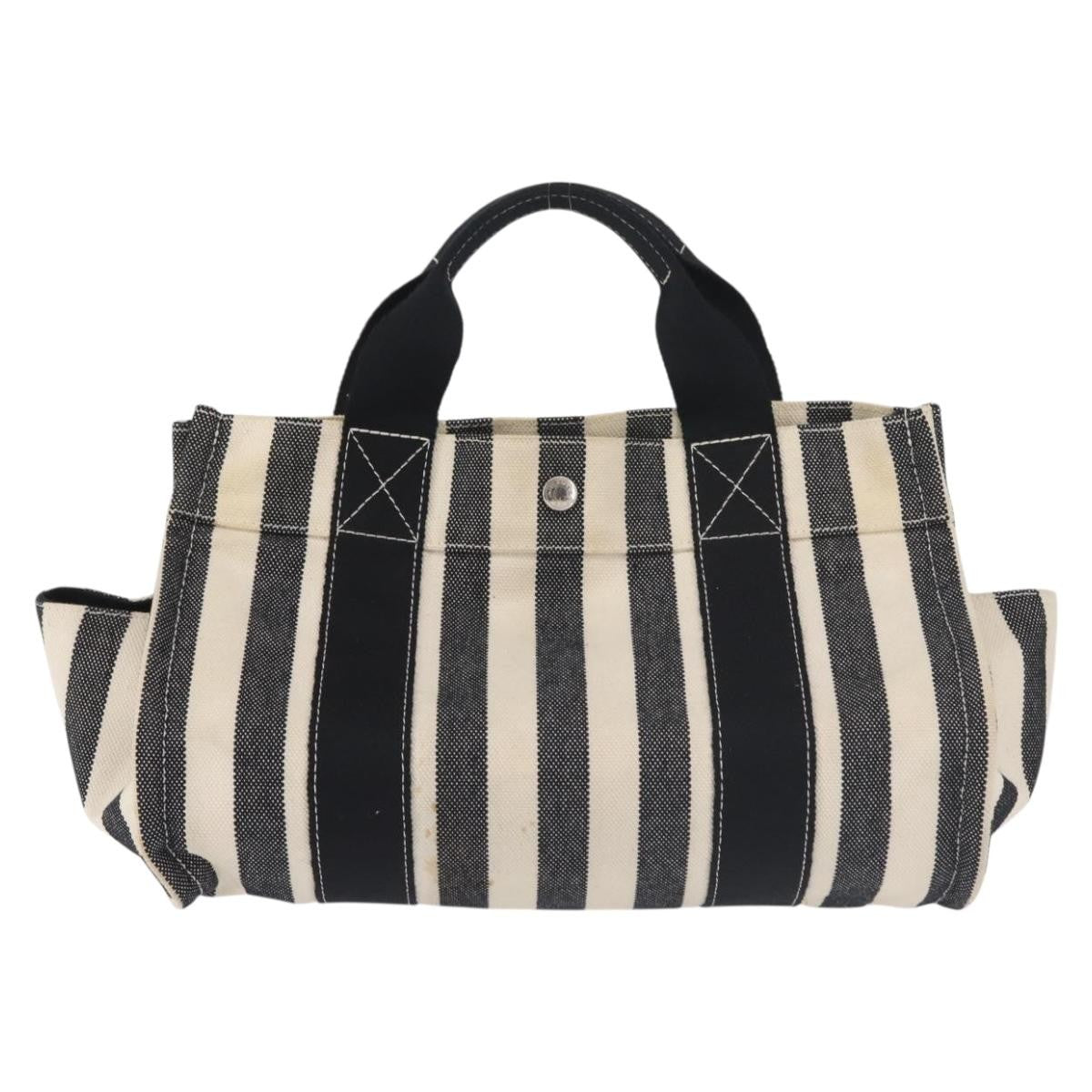 Hermès Hermès HERMES Cannes PM Hand Bag Canvas White Black Authentic hk3009