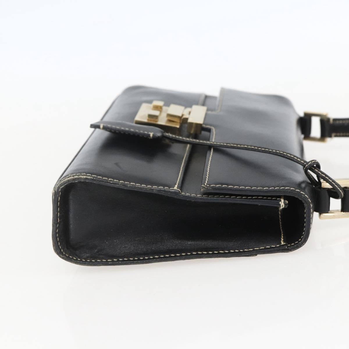 Gucci GUCCI Shoulder Bag Leather Black Gold 001 4214 Authentic 148566