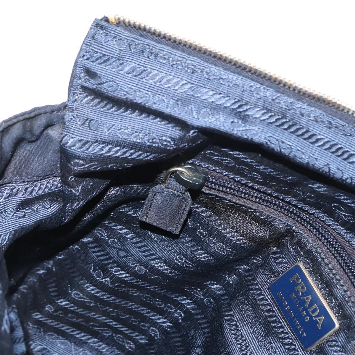 Prada PRADA Chain Shoulder Bag Nylon Navy Gold Authentic ka893
