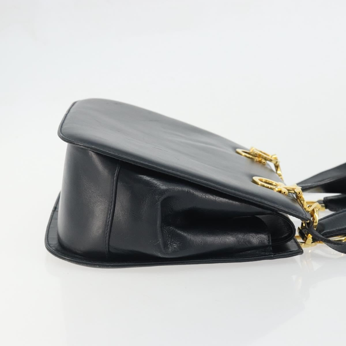 Salvatore Ferragamo Salvatore Ferragamo Gancini Hand Bag Leather 2way Navy Gold Authentic ARZ896