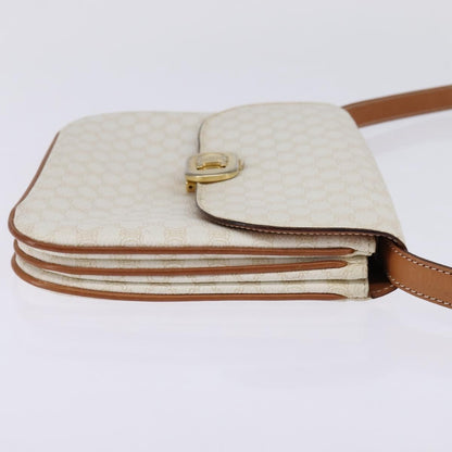 Celine CELINE Macadam Canvas Shoulder Bag PVC Leather White Gold Authentic 146823