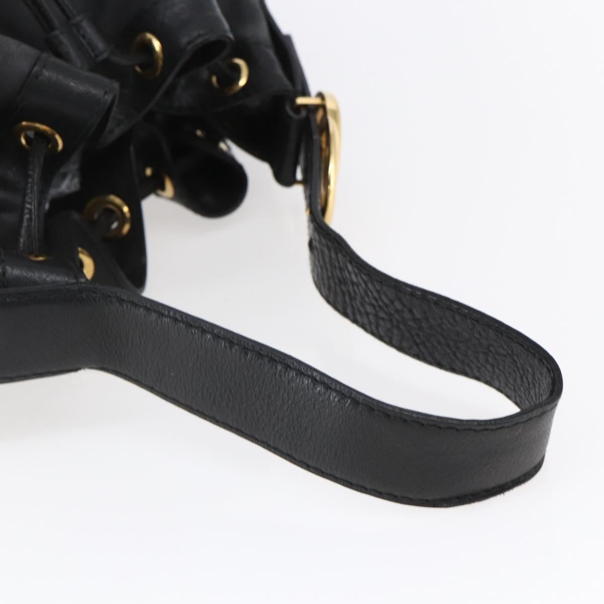 Gucci GUCCI Interlocking Shoulder Bag Leather Black Gold 223951 Authentic 152851