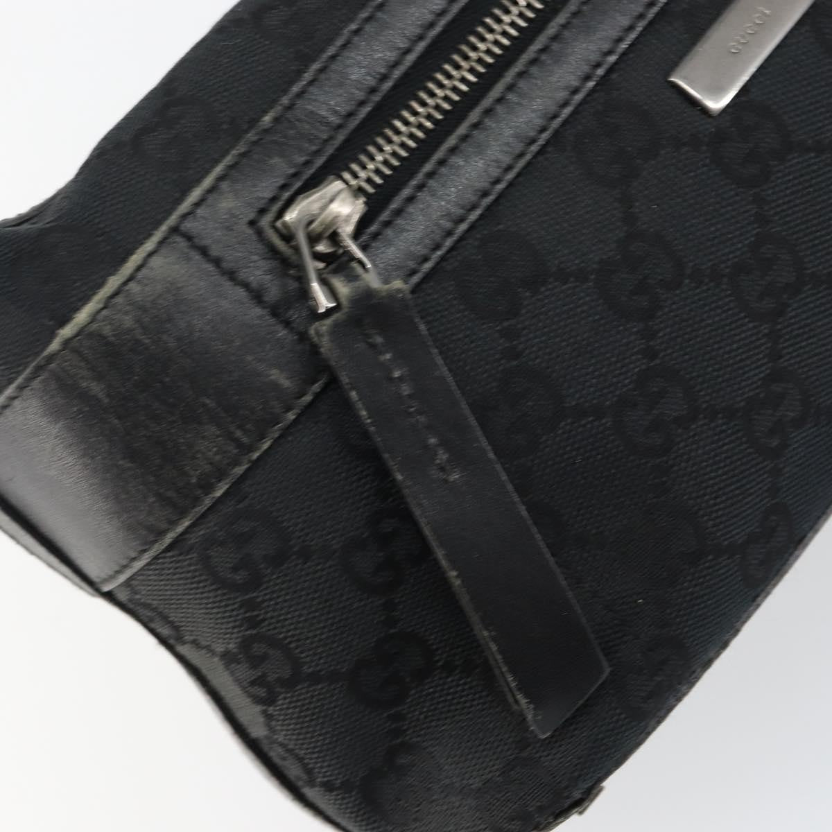 Gucci GUCCI GG Canvas Shoulder Bag Black Silver 001 4302 Authentic 144270