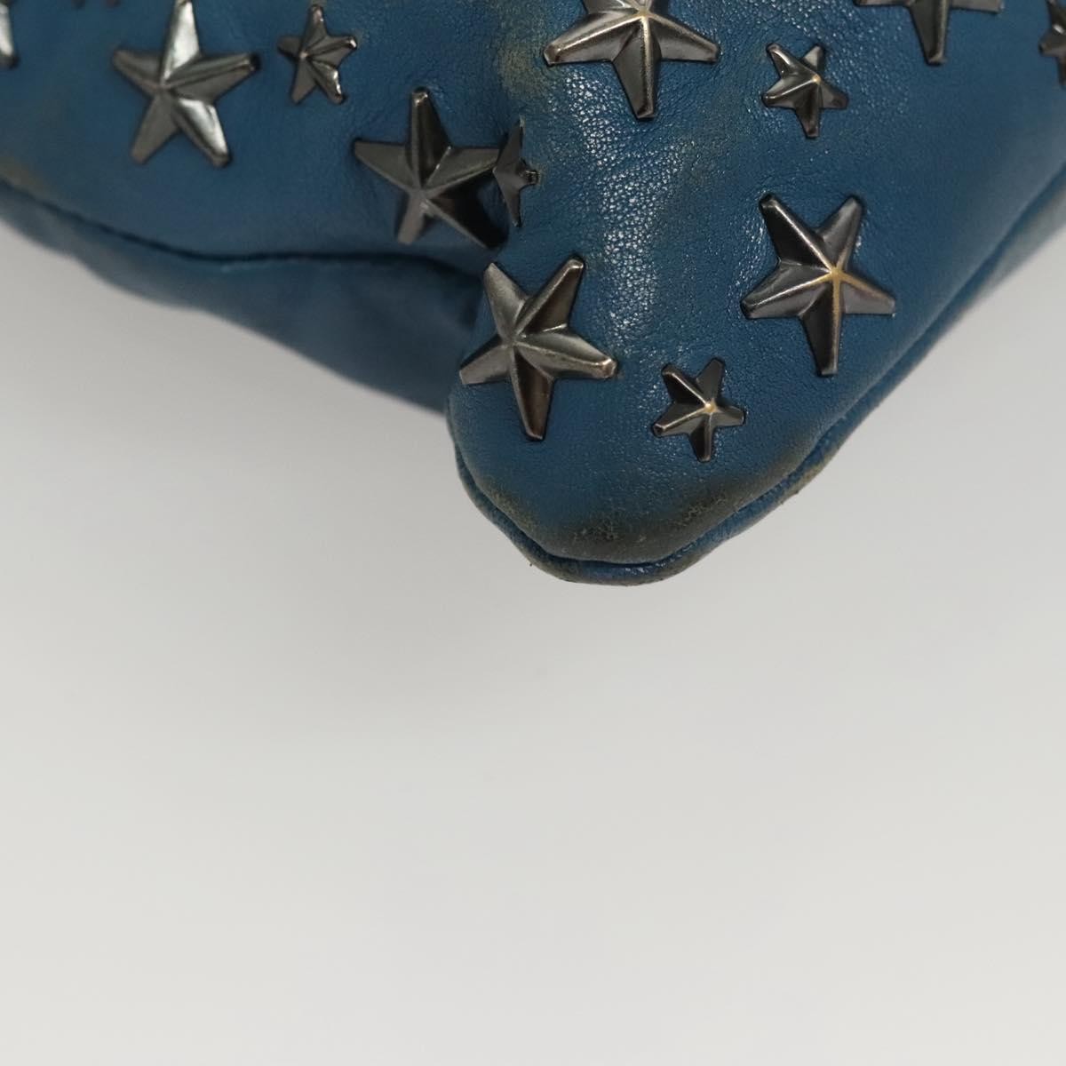Jimmy Choo Jimmy Choo Studs Clutch Bag Leather Blue Silver Authentic BA2456