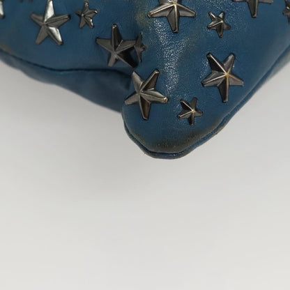Jimmy Choo Jimmy Choo Studs Clutch Bag Leather Blue Silver Authentic BA2456