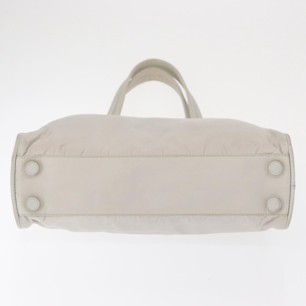 Prada PRADA Tote Bag Nylon White Silver Authentic am10449