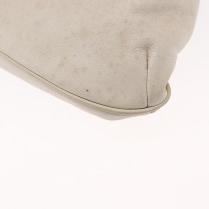 Celine CELINE Shoulder Bag Leather White Gold Authentic 162034