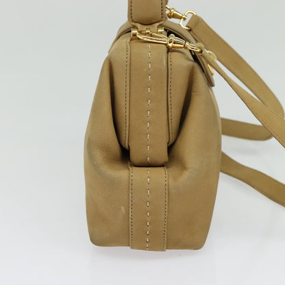 Celine CELINE Hand Bag Leather 2way Beige Gold Authentic sw1099